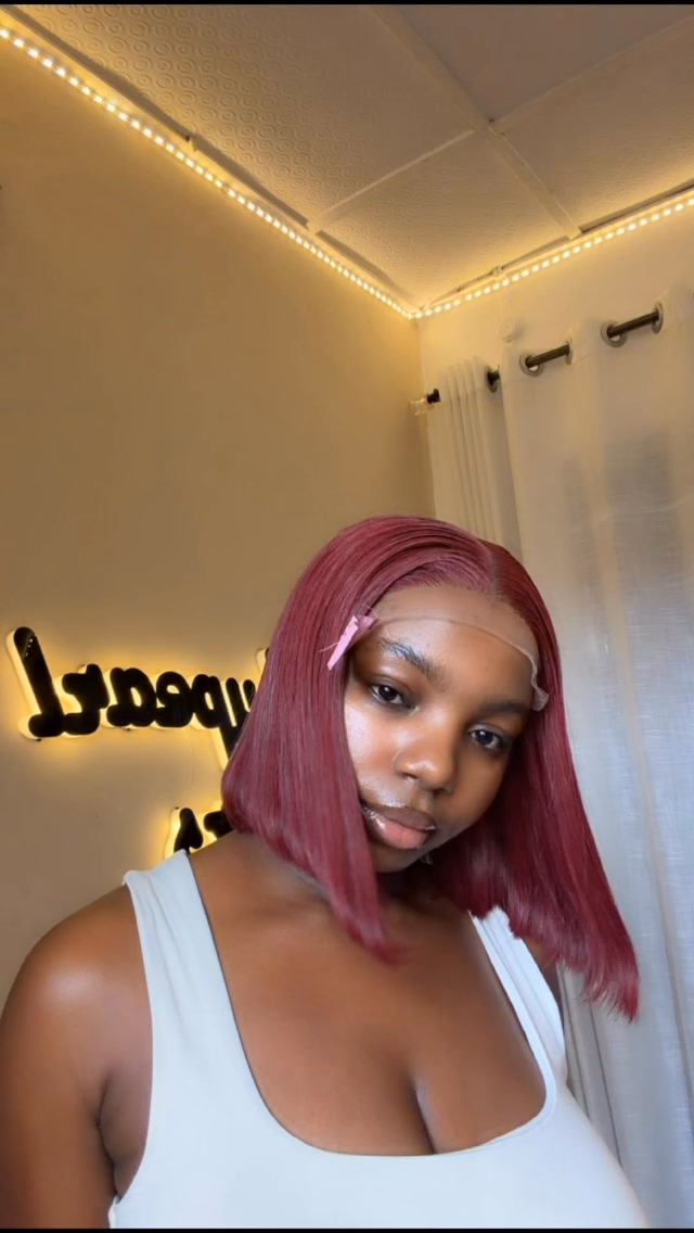 Burgundy straight bob from ExthyPearl Hairs